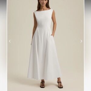 Favorite Daughter the catherine poplin cotton white ankle dress in bright white